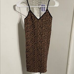 Bozzolo Brown Leopard Print Midi Dress